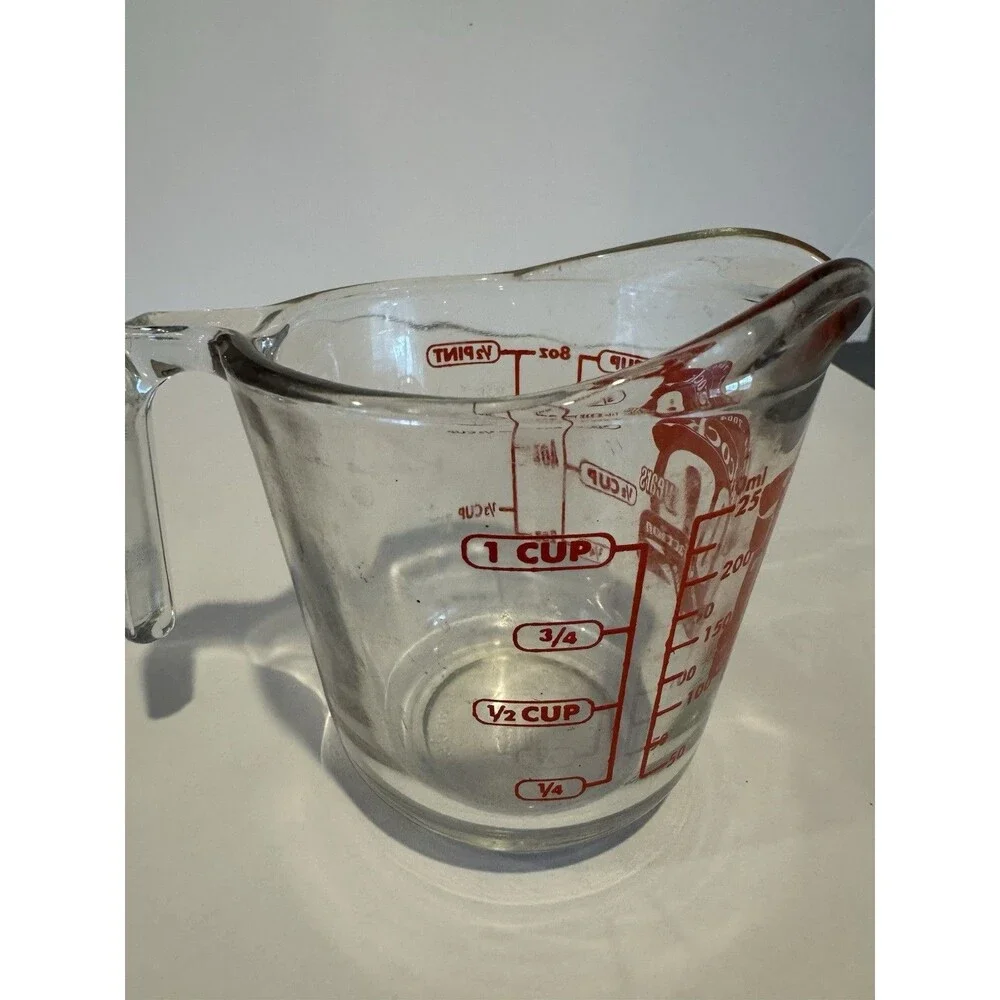 Badcock 100 Years Glass 1 Cup Measuring Cup w/ Red Markings